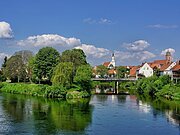 Donauwörth - Zusammenfluss von Wörnitz und Donau am sog. "Donauspitz"